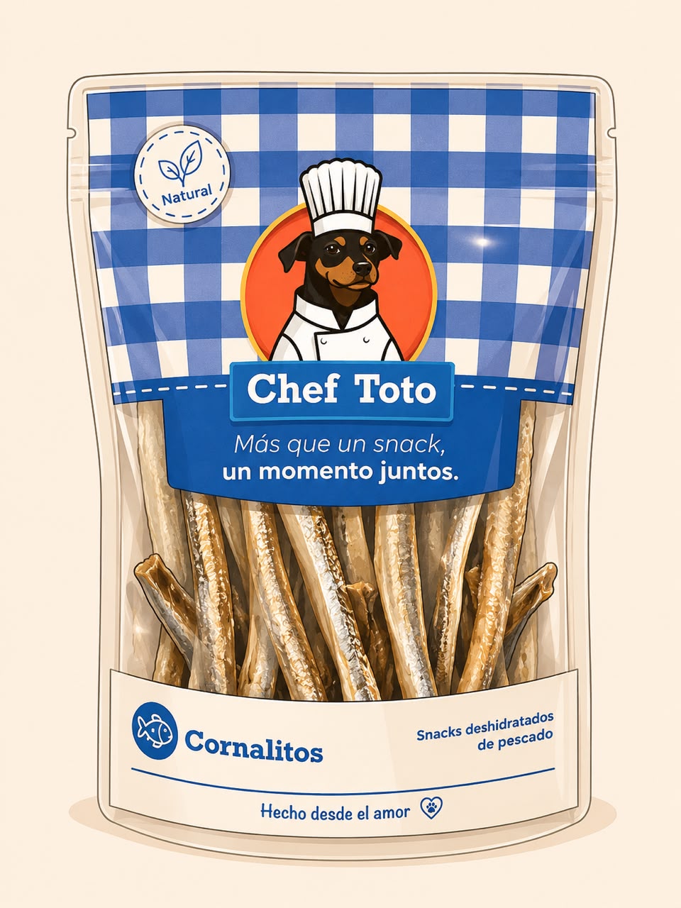 Snack de pescado deshidratado para perros Cornalitos Chef Toto