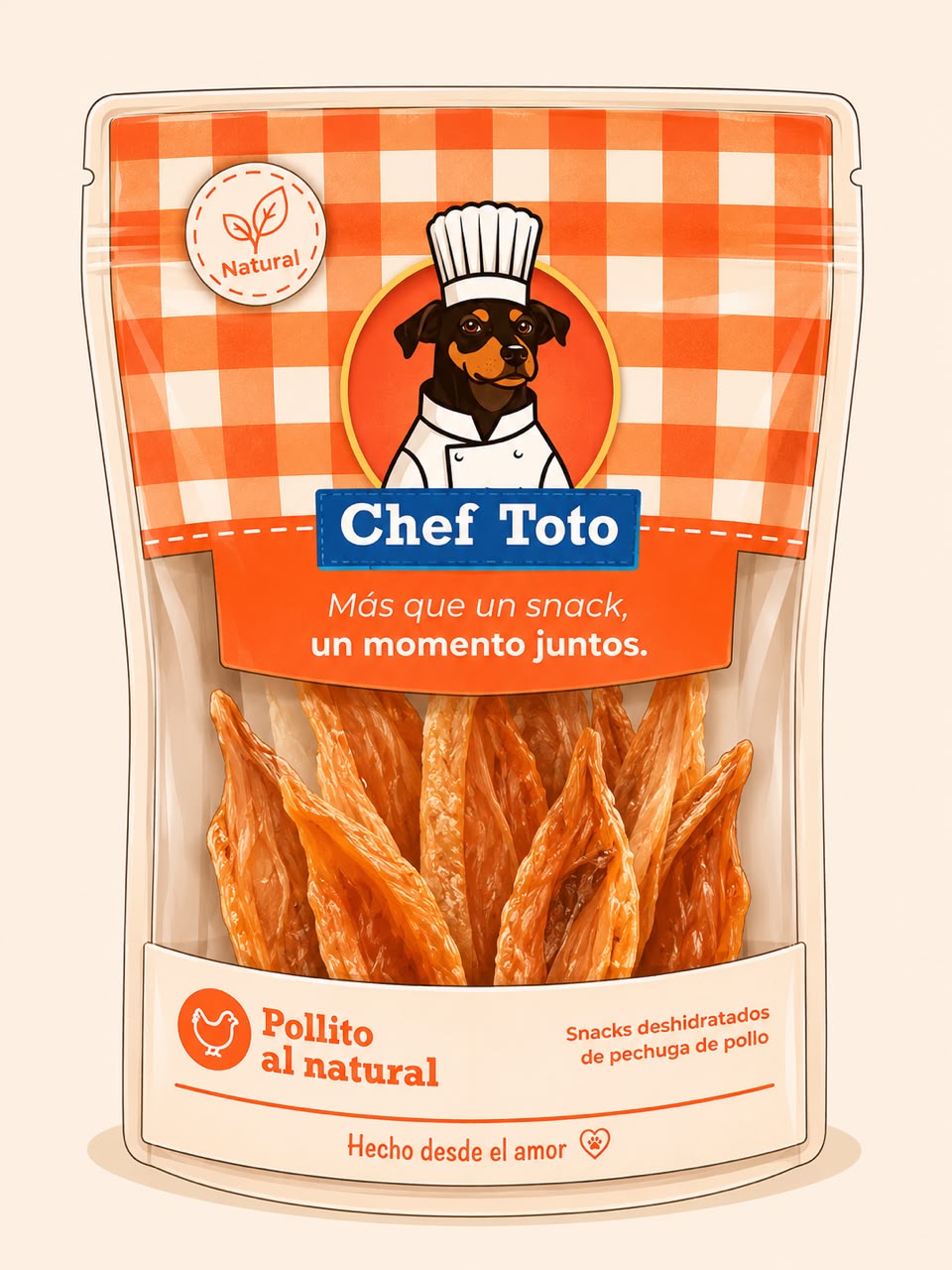 Snack de pechuga de pollo deshidratado para perros Pollito al Natural Chef Toto